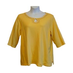 Quaker Factory size 2X yellow, 3/4 sleeve blouse